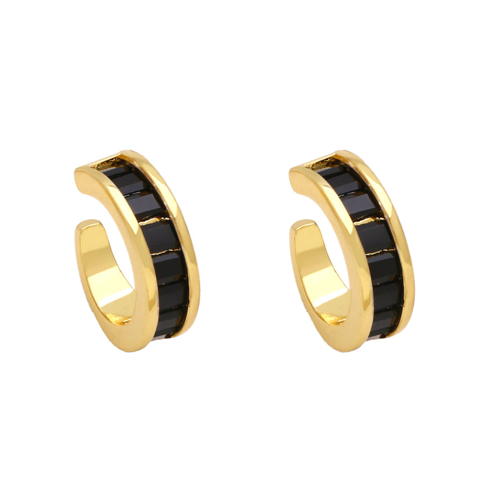 Wholesale Colored Zircon Copper Clip/cuff Earrings