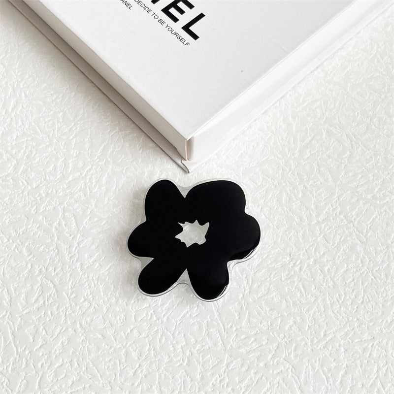 Tenedor plegable retráctil al por mayor del teléfono de la flor de mariposa del gato negro de acrílico