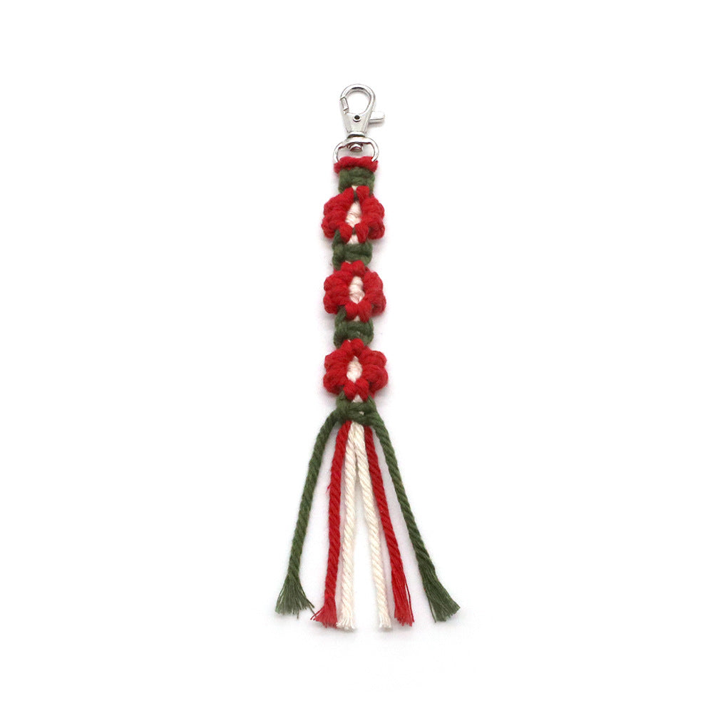 Venta al por mayor Llavero trenzado de flor pequeña de metal