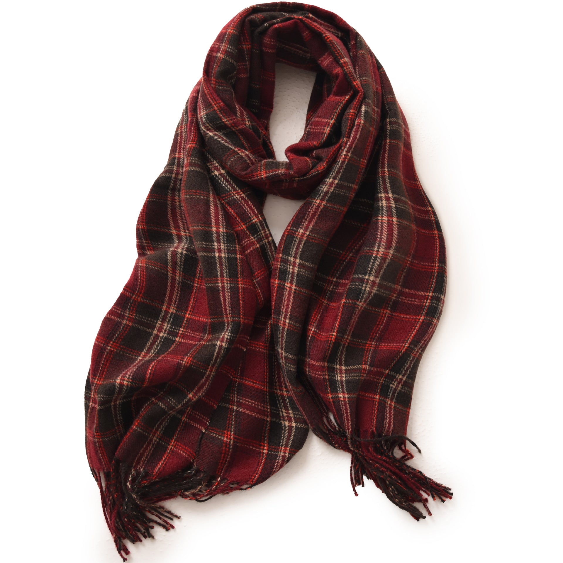 Wholesale New Year's Red Thick Warm Imitation Cashmere Plaid Scarves