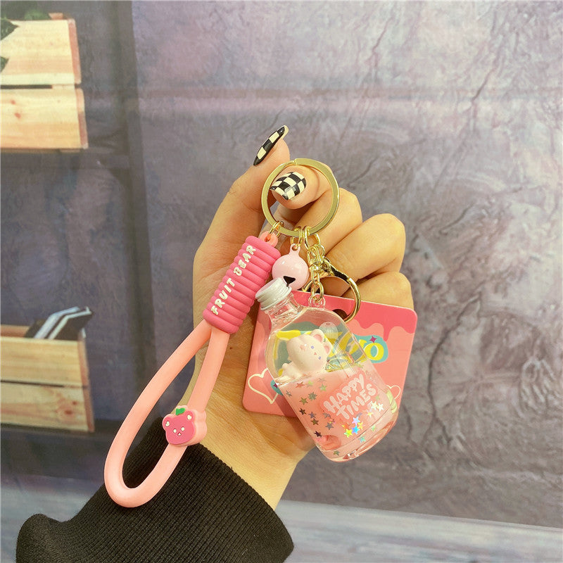 Aceite acrílico al por mayor en la cadena de llave de la botella de deriva líquida