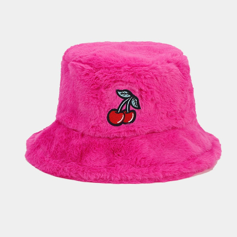 Wholesale Winter Cherry Bucket Hat Plush Hat