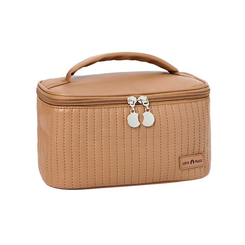 Wholesale PU Portable Storage Solid Color Portable Wash and Makeup Bags