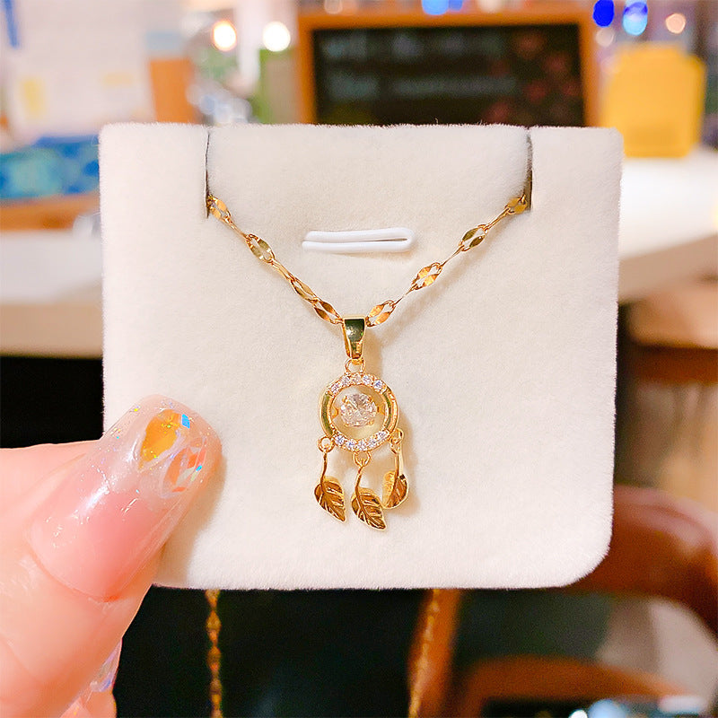 Al por mayor 12 piezas/paquete de titanio acero incrustado de circón colgante neto de ensueño