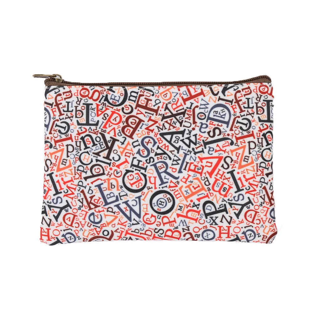 Venta al por mayor, bolsa de cosméticos impermeable de lona con impresión de letras 3D, bolsa de almacenamiento de varias piezas