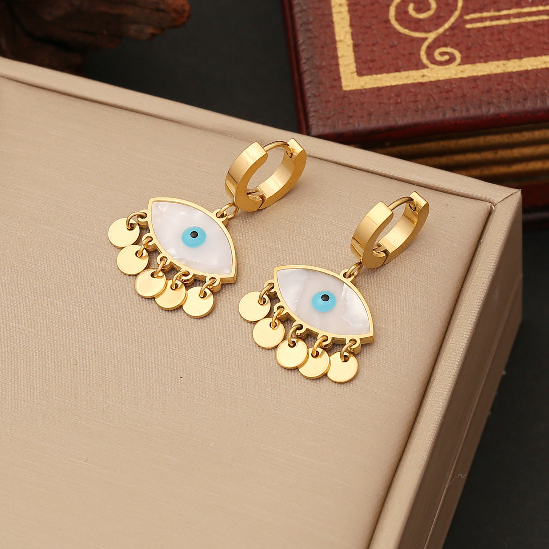 Wholesale Stainless Steel Eye Earrings Necklace Set