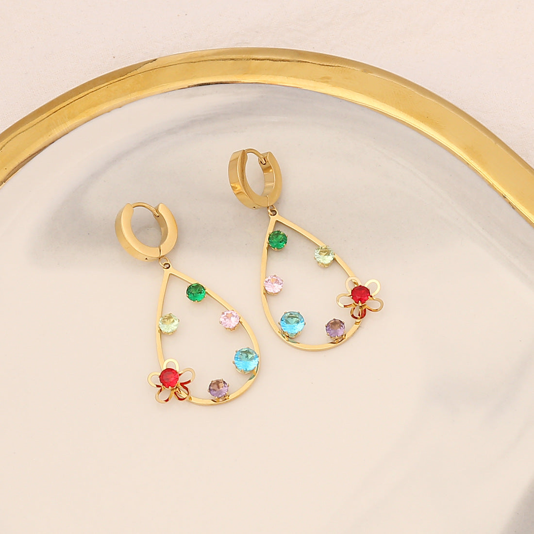 Joyas al por mayor Corazón de mariposa Pendientes de acero inoxidable