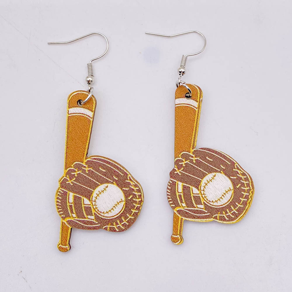 Deportes Béisbol Fútbol Pendientes De Madera al por mayor