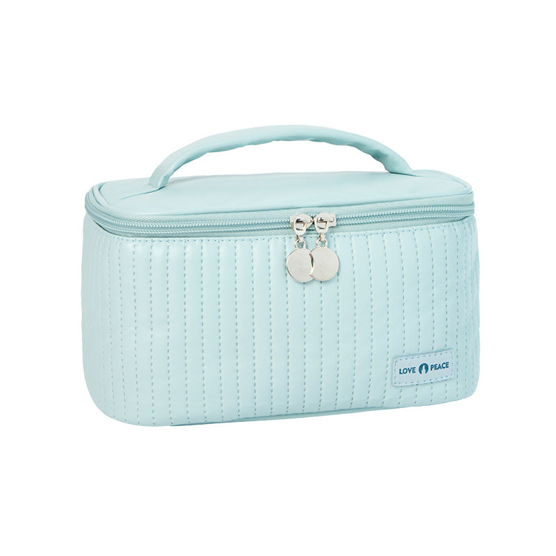 Wholesale PU Portable Storage Solid Color Portable Wash and Makeup Bags