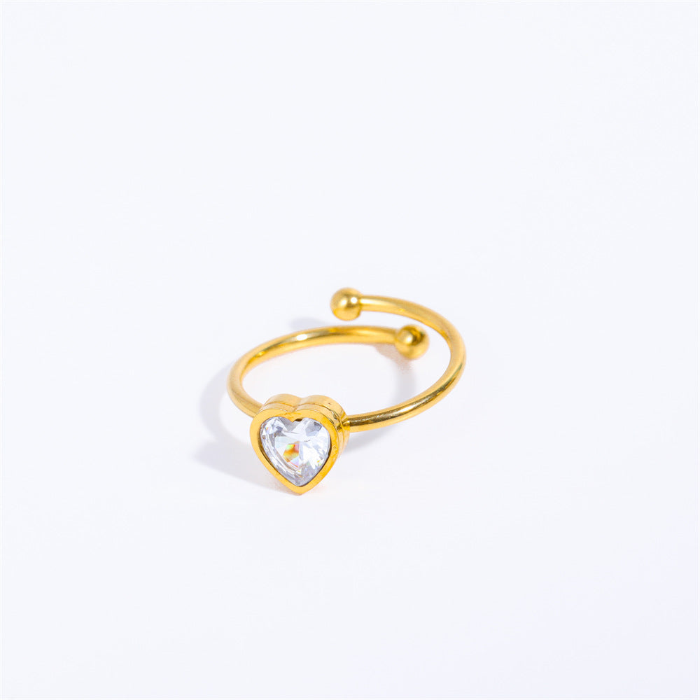 Wholesale Stainless Steel Open Heart Plated 18K Gold Ring