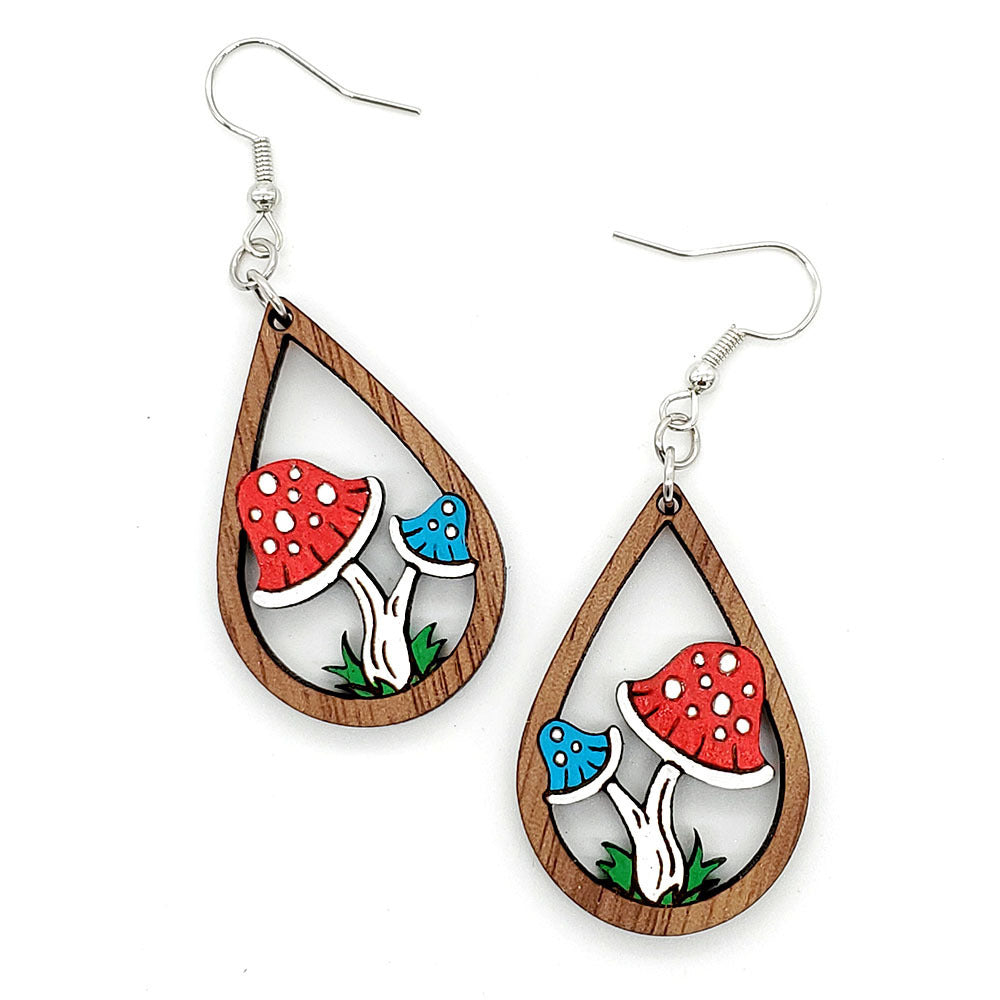 Venta al por mayor Lindos Aretes De Madera De Seta De Gota De Agua