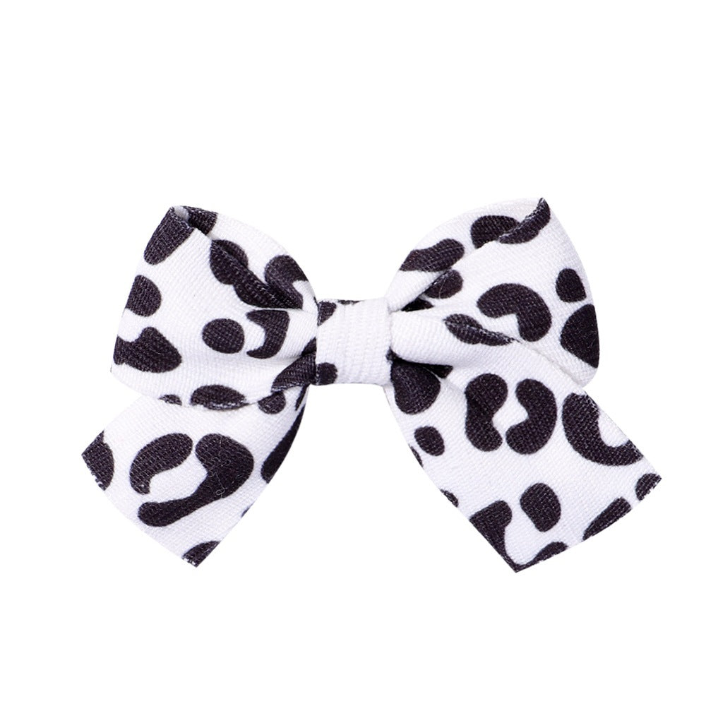 Wholesale Milk Pattern Fabric Bow Hair Clips