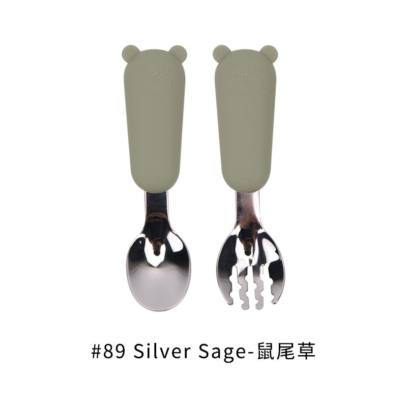 Wholesale Baby Stainless Steel Fork Spoon Set Baby Supplies