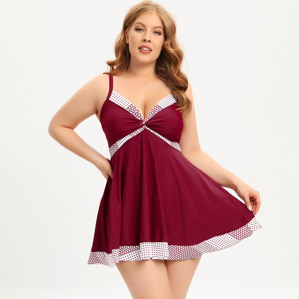 Wholesale Plus Size High Waist Polyester Swimwear