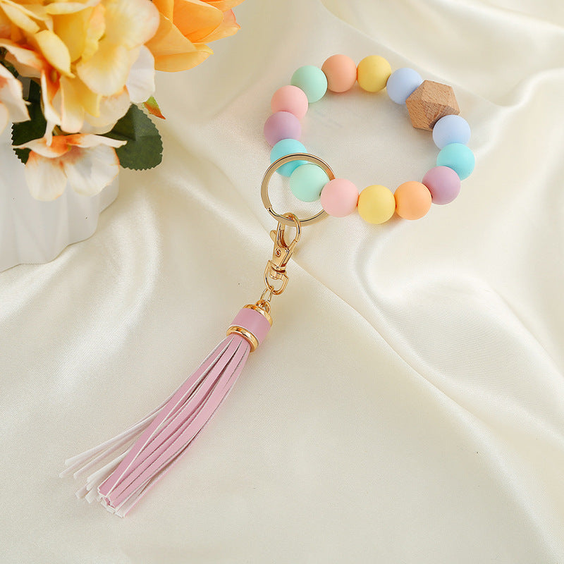 Wholesale Silicone Beaded Wrist Keychain