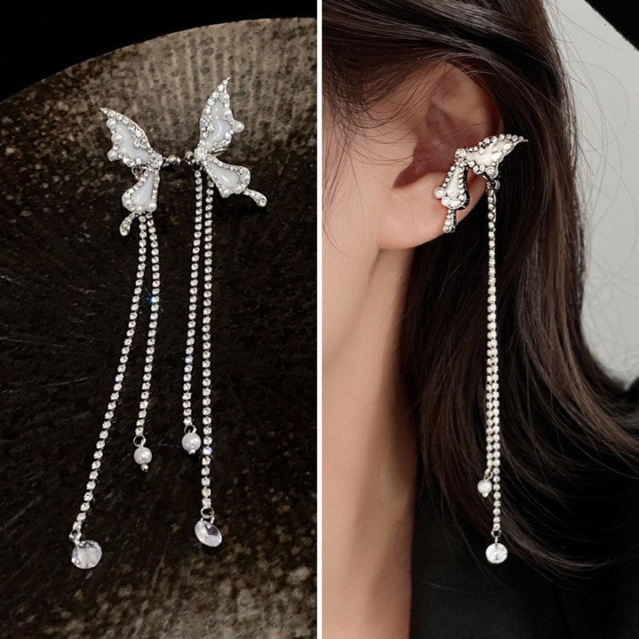 Wholesale Butterfly Tassel Ear Cuff Earrings Alloy