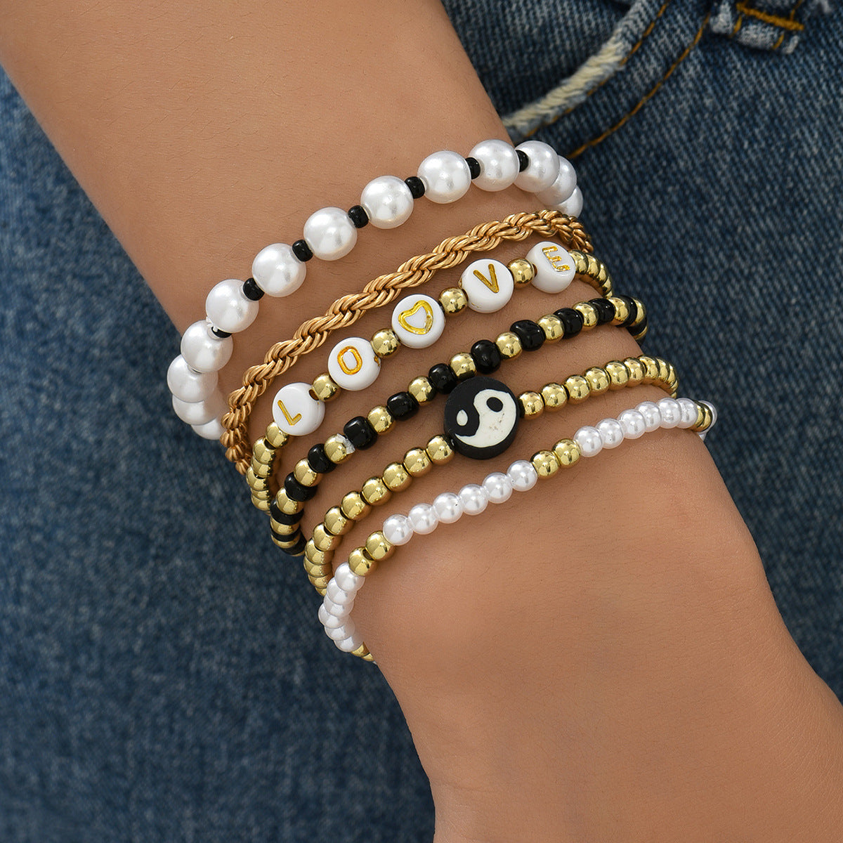 Wholesale Bohemian Pearl Plastic Bracelet