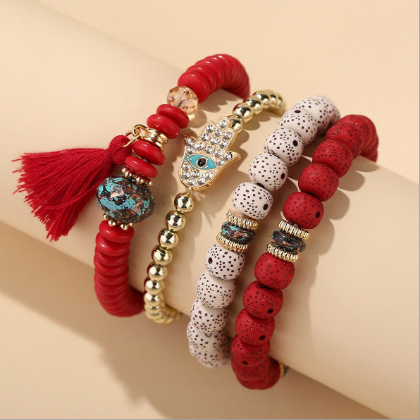 Wholesale Ethnic Multilayer Linden Beaded Alloy Bracelet