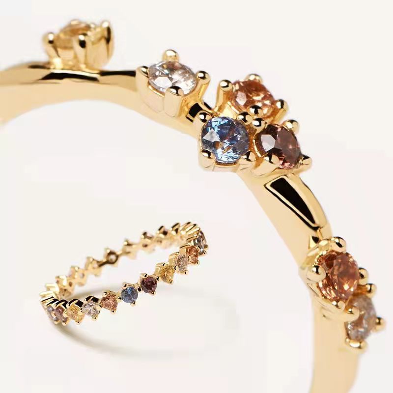 Venta al por mayor Diamond Gypsophila 18K Anillos Cobre Plateado