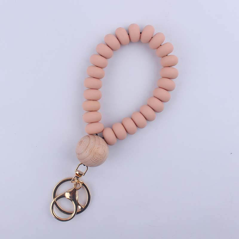 Wholesale Silicone Flat Bead Beaded Wrist Keychain