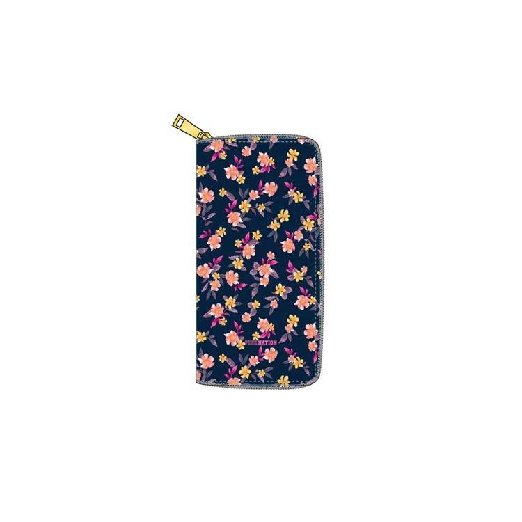 Venta al por mayor Flor PU Cartera Larga Con Cremallera