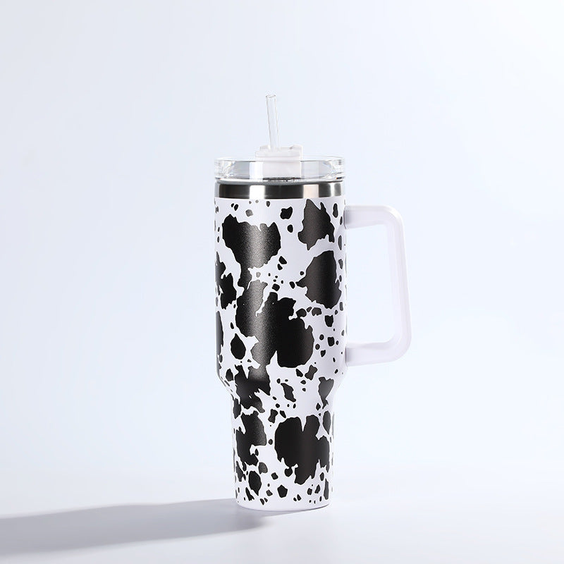Wholesale Tumbler Ice Bullies Cup  Cow Pattern Thermos Cup Straw Cup 40OZ Car Cup Ice Cup