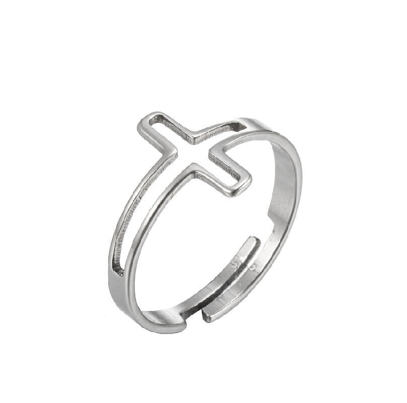 Wholesale Hollow Out Stainless Steel Cross Rings