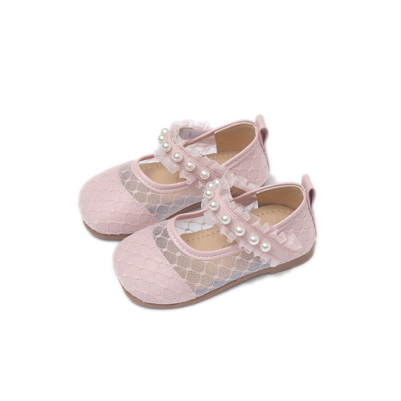 Suministros para bebés de cuero para zapatos de niñas de gasa de malla transpirable al por mayor