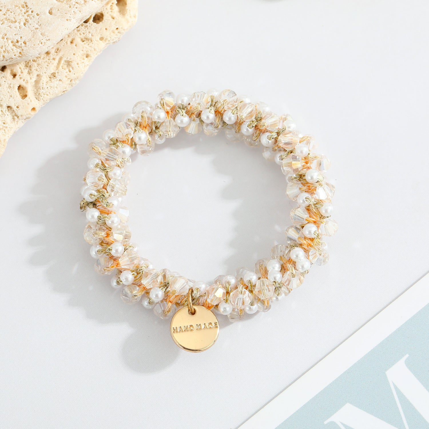 Wholesale Resin Polychrome Crystal Pearl Hair Rings