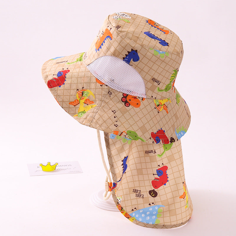 Venta al por mayor de sombreros de pescador de niños de dinosaurio de dibujos animados de algodón