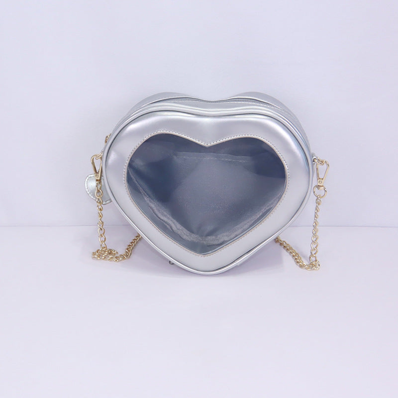 Wholesale PVC Transparent Heart Chain Shoulder Bag