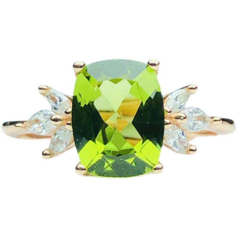Wholesale Live Mouth Adjustable Peridot Copper Ring