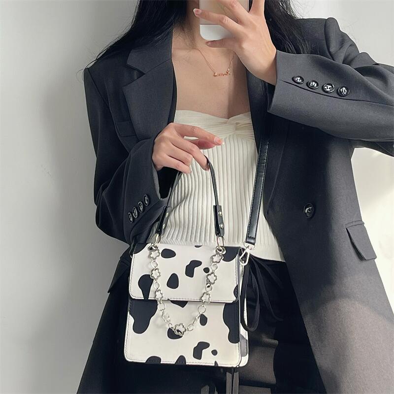 Wholesale Faux Leather Cow Pattern Small Square Shoulder Bag