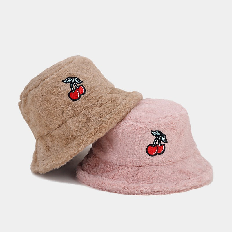 Wholesale Winter Cherry Bucket Hat Plush Hat
