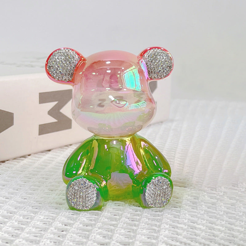 Wholesale Town Store Treasure Transparent Resin Colorful Diamond Set Little Bear Ornaments