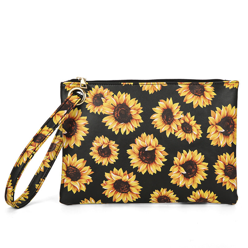 Wholesale PU Ethnic Dairy Cow Pattern Sunflower Tote Bag