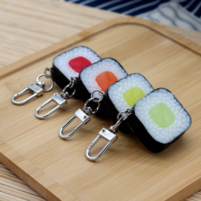Wholesale PVC Simulation Food Japanese Salmon Sushi Keychain