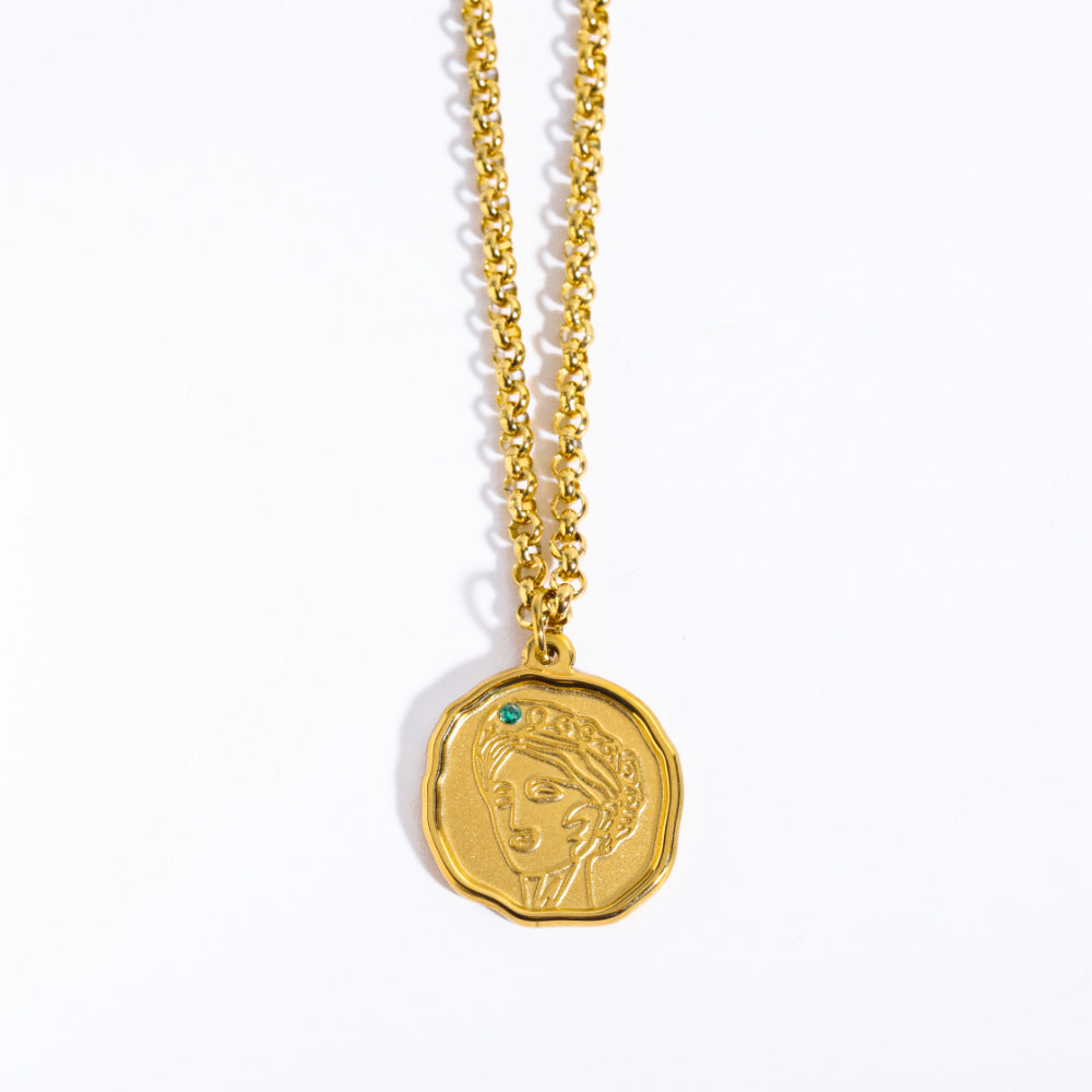 Wholesale God Athena Medusa Pendant Stainless Steel Sweater Chain