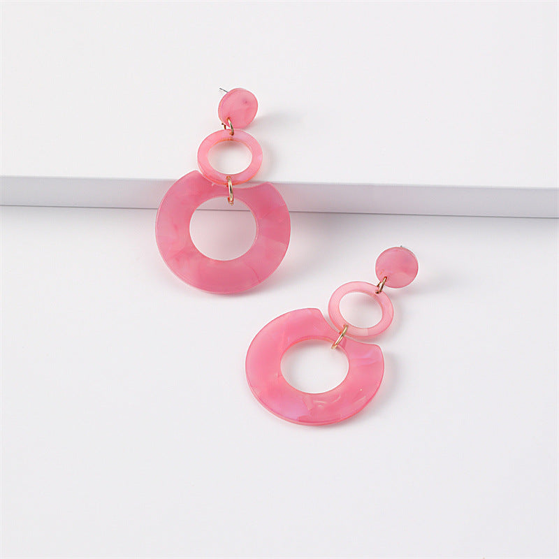 Wholesale Jewelry Round Stitching Acrylic Earrings