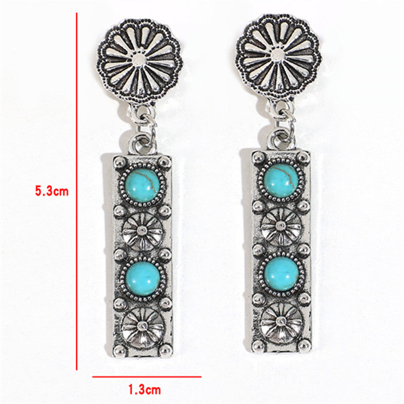 Pendientes de aleación rectangular turquesa al por mayor