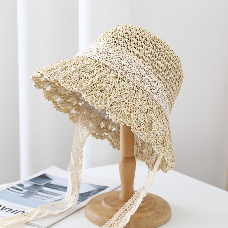 Wholesale Straw Ruffle Sunshade Bucket Hat
