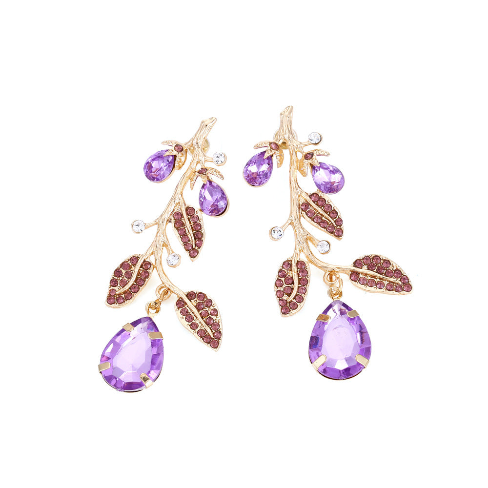 Pendientes De Aleación De Hoja De Rama De Taladro De Color al por mayor