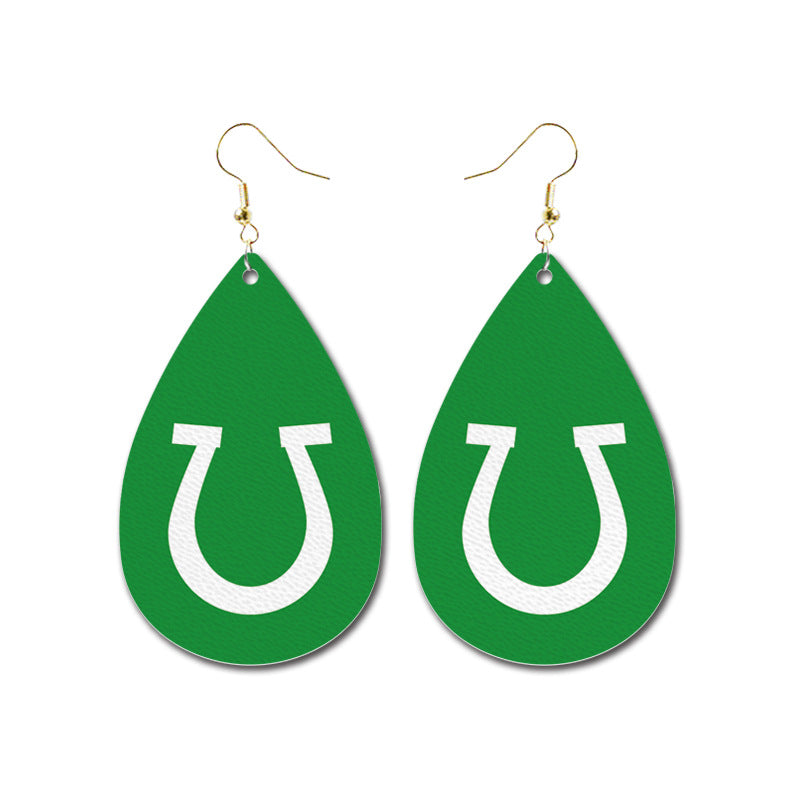 Venta al por mayor 3 pares/paquete de aretes de cuero del día de San Patricio