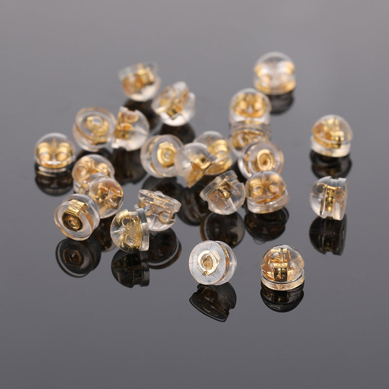 Wholesale 100PCS/Pack 5x4.8mm Transparent Gold Edge Earplugs Plastic Beads