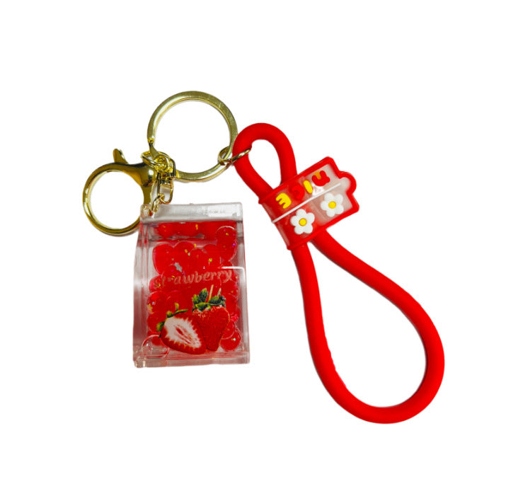 Wholesale Acrylic Fruit Oil Quicksand Drift Bottle Keychain