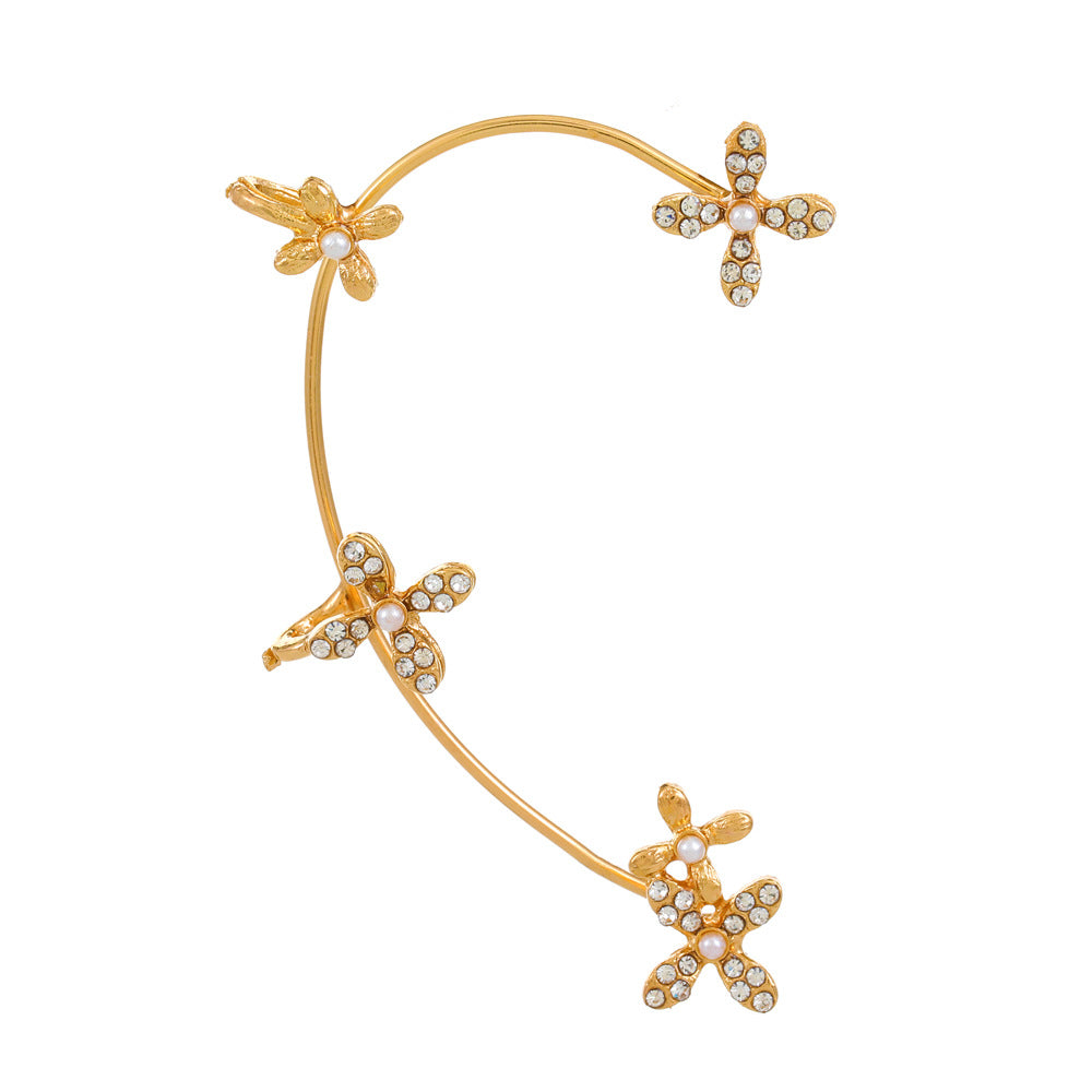 Venta al por mayor Pendientes de aleación de manguito de oreja de mariposa de diamante