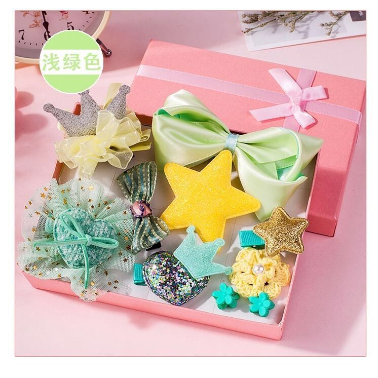 Wholesale Children's Gift Box Set of Ten Cloth Hair Clips