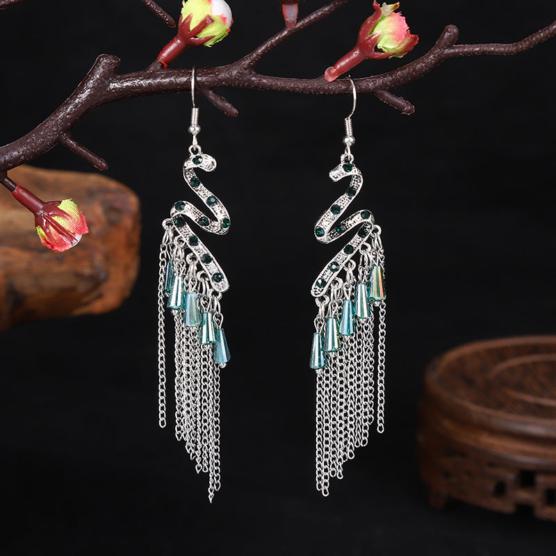 Wholesale Vintage Snake Long Alloy Earrings