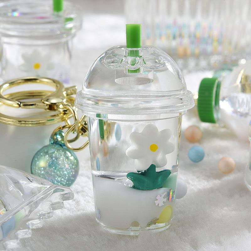 Wholesale Acrylic Oiled Floating Flowers Creative Key Chain