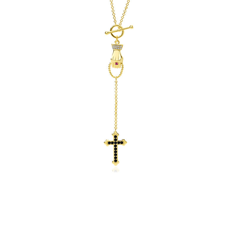 Collar De Cruz De Borla Larga De Cobre al por mayor